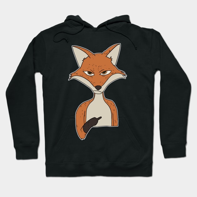 Grumpy Fox Holding Middle Finger Hoodie by Mesyo